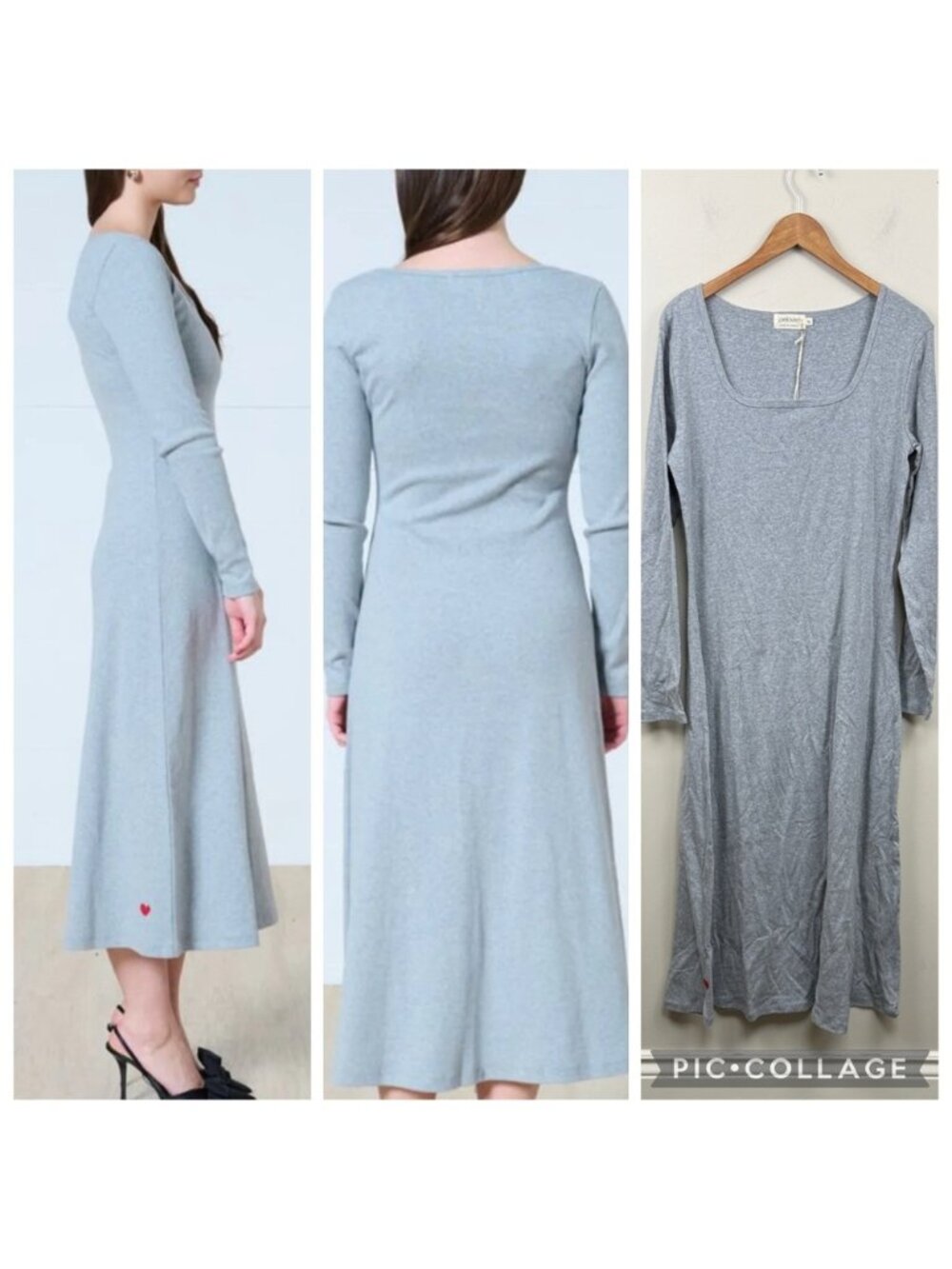 PRELOVED CANADA square neck long sleeve maxi dress with cute heart detail XL